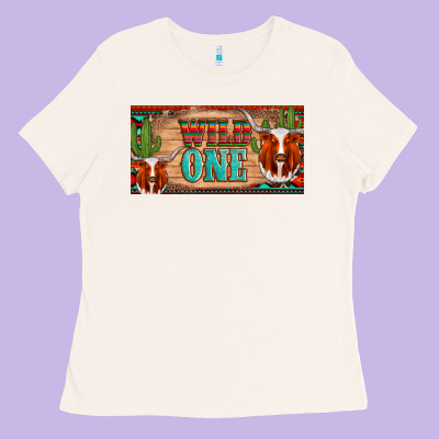 Texas Longhorn Wild One Cactus Licanse Plate Ladies Tee Designed By Artiststas