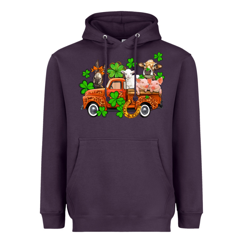St. Patrick's Farm Animals And Truck Heavyweight Hoodie by OliviaCreatesArt | Teevron
