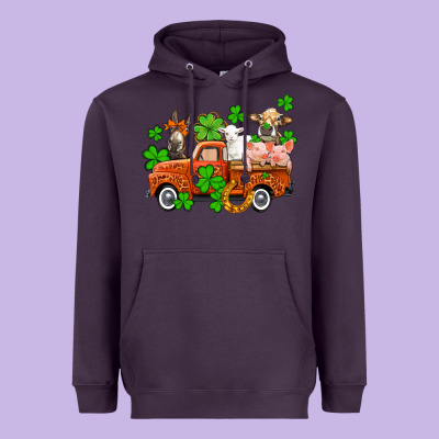 St. Patrick's Farm Animals And Truck Heavyweight Hoodie Designed By Oliviacreatesart