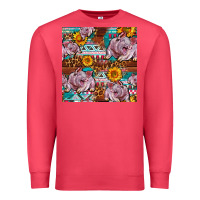 Cardinal Western Landrace Pig With Sunflowers Seamless Premium Sweatshirt - FaDigitalArtStudio