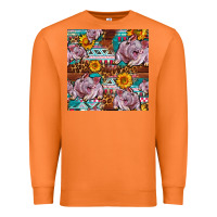Carrot Western Landrace Pig With Sunflowers Seamless Premium Sweatshirt - FaDigitalArtStudio