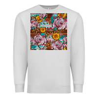 Dove Grey Western Landrace Pig With Sunflowers Seamless Premium Sweatshirt - FaDigitalArtStudio