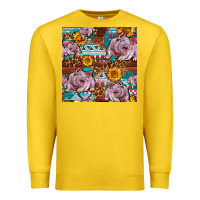 Lemon Western Landrace Pig With Sunflowers Seamless Premium Sweatshirt - FaDigitalArtStudio