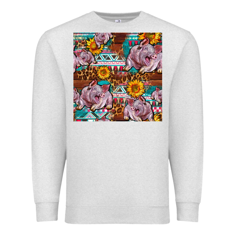 Western Landrace Pig With Sunflowers Seamless Premium Sweatshirt by FaDigitalArtStudio | Teevron