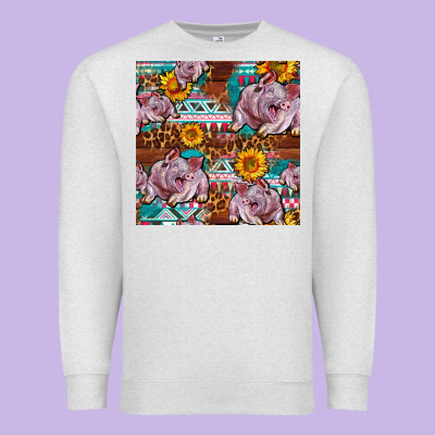 Western Landrace Pig With Sunflowers Seamless Premium Sweatshirt Designed By Fadigitalartstudio