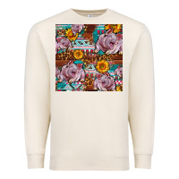 Sandshell Western Landrace Pig With Sunflowers Seamless Premium Sweatshirt - FaDigitalArtStudio