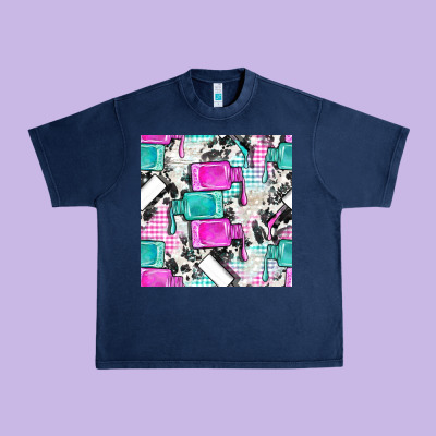 Nail Polish With Cowhide And Plaid Seamless Pattern Bbs Urban Heavy Tee Designed By Bundleandbundleshop