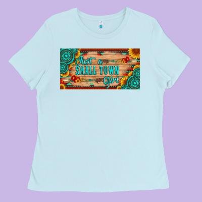 Just A Small Town Girl Wlth Gemstone Arrow And Sunflowers Licanse Plat Ladies Tee Designed By Artiststas