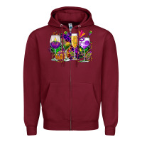 Burgundy mardi gras wine glasses cowgirl Zipper Hoodie - CowGirlArtShop