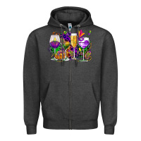 Charcoal Heather mardi gras wine glasses cowgirl Zipper Hoodie - CowGirlArtShop
