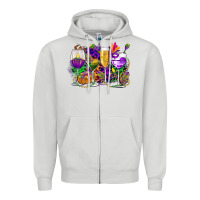 Dove Grey mardi gras wine glasses cowgirl Zipper Hoodie - CowGirlArtShop