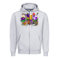 Heather Grey mardi gras wine glasses cowgirl Zipper Hoodie - CowGirlArtShop