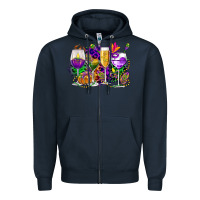 Navy mardi gras wine glasses cowgirl Zipper Hoodie - CowGirlArtShop