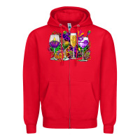 Red mardi gras wine glasses cowgirl Zipper Hoodie - CowGirlArtShop