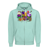 Seafoam mardi gras wine glasses cowgirl Zipper Hoodie - CowGirlArtShop