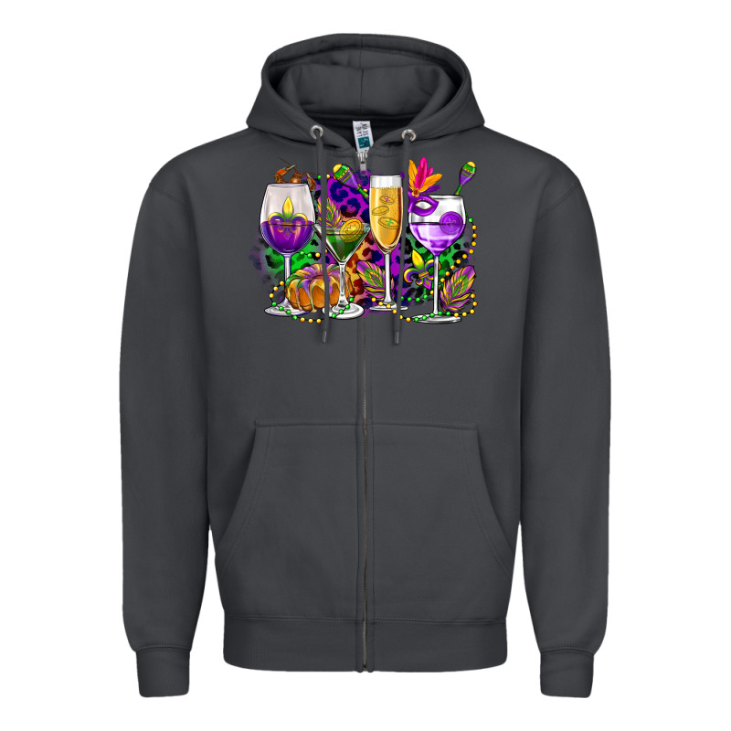 Mardi Gras Wine Glasses Cowgirl Zipper Hoodie by CowGirlArtShop | Teevron