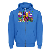 True Royal mardi gras wine glasses cowgirl Zipper Hoodie - CowGirlArtShop