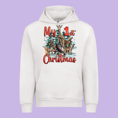 My First Christmas Baby Safari Animals Urban Hoodie Designed By Lillyallendesigns
