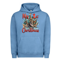 Pigment Pebble Blue my first christmas baby safari animals Urban Hoodie - LillyAllenDesigns
