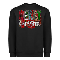 Black Merry Christmas Buffalo Plaid Leopard Heavyweight Sweatshirt - Bettercallsaul