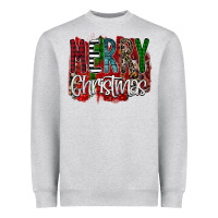 Heather Grey Merry Christmas Buffalo Plaid Leopard Heavyweight Sweatshirt - Bettercallsaul