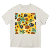 Cream leopard pumpkin cactus sunflower seamless Heavy Core Tee - AdoDesignShop