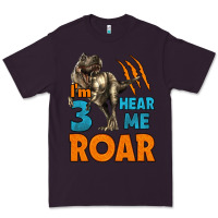 Plum i'm three hear me roar dinosaur birthday Premium Tee - LillyAllenDesigns