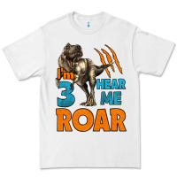 White i'm three hear me roar dinosaur birthday Premium Tee - LillyAllenDesigns