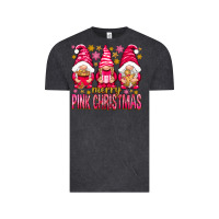Vintage Black Merry pink Christmas gnomes Vintage Tee - NancyCooperArtShop