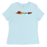 Baby Blue flowers and arrow with gemstone Ladies Tee - Artiststas