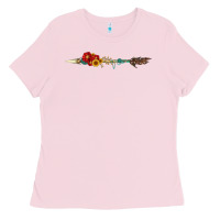 Bubblegum Pink flowers and arrow with gemstone Ladies Tee - Artiststas