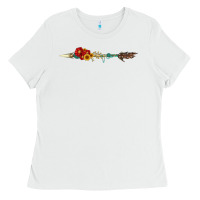 White flowers and arrow with gemstone Ladies Tee - Artiststas