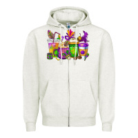 Oatmeal Heather mardi gras coffee cups cowgirl Zipper Hoodie - CowGirlArtShop