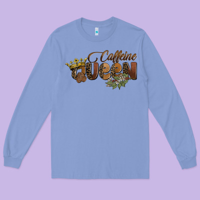 Caffeine Queen Long Sleeve Tee Designed By Barkaloodesign