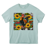 Arona western coop animals rooster sunflowers cowhide wooden serape glitter Heavy Core Tee - Artiststas