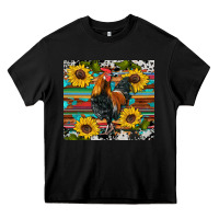 Black western coop animals rooster sunflowers cowhide wooden serape glitter Heavy Core Tee - Artiststas