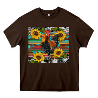 Chocolate Brown western coop animals rooster sunflowers cowhide wooden serape glitter Heavy Core Tee - Artiststas