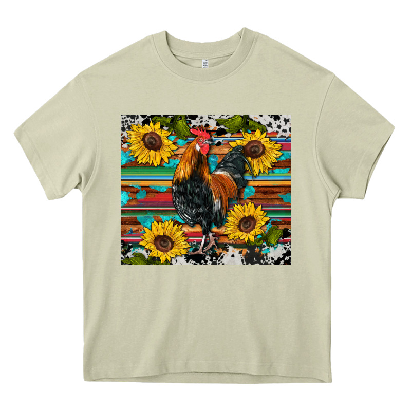 Western Coop Animals Rooster Sunflowers Cowhide Wooden Serape Glitter Heavy Core Tee by Artiststas | Teevron
