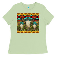 Bull Skulls Gemstones And Cactus With Leopard And Aztec Ladies Tee | Teevron