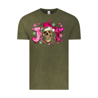 Vintage Olive Pink Christmas Joy skeleton Vintage Tee - NancyCooperArtShop