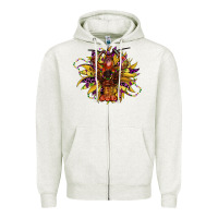 Oatmeal Heather mardi gras sunflower Zipper Hoodie - CowGirlArtShop