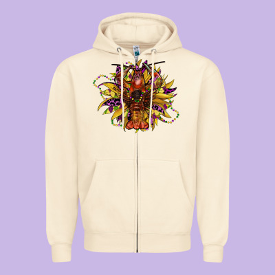 Mardi Gras Sunflower Zipper Hoodie Designed By Cowgirlartshop