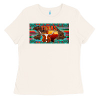 Bone texas and map with longhorn serape gemstone licanse plate Ladies Tee - Artiststas