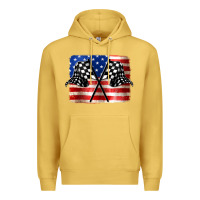 Antique Gold American Racing Flag Premium Hoodie - JahusDesignShop