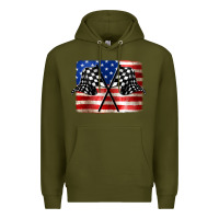 Army Green American Racing Flag Premium Hoodie - JahusDesignShop