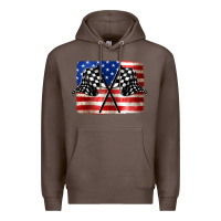 Coffee American Racing Flag Premium Hoodie - JahusDesignShop
