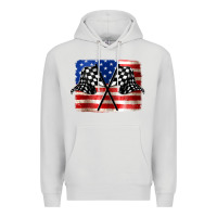 Dove Grey American Racing Flag Premium Hoodie - JahusDesignShop