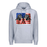 Heather Grey American Racing Flag Premium Hoodie - JahusDesignShop