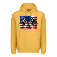 Mustard American Racing Flag Premium Hoodie - JahusDesignShop