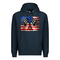 Navy American Racing Flag Premium Hoodie - JahusDesignShop